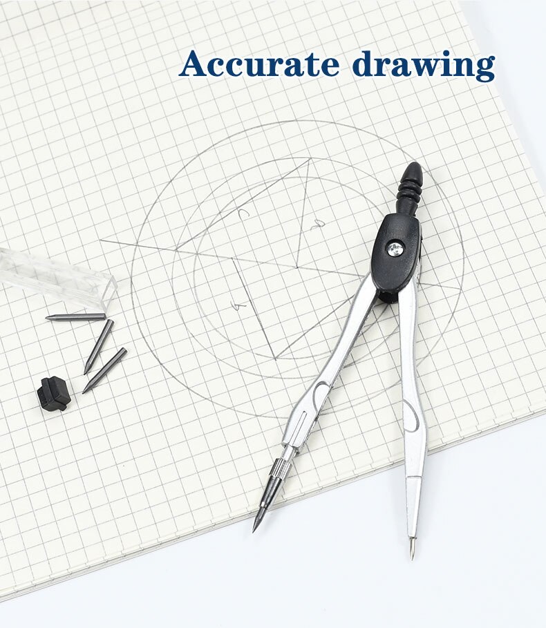 7in 1 Simple Solid Geometry Protractor Drawing School Eraser Compasses Set Math pencil-lead Ruler For Students School Stationery