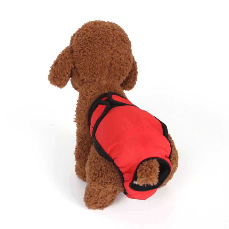 Hundblöja hona hane tvätt slitstark doggie blöjor byxor hund wraps doggy trosa husdjur underkläder sanitära kort fysiologisk y: Röd / L