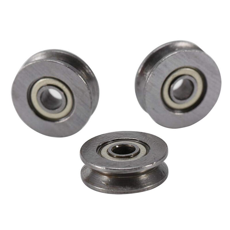 20Pcs V Groove Bearing 3X12X4mm Carbon Steel Durable V Groove Ball Bearing Pulley for Rail Track Linear Motion Systems