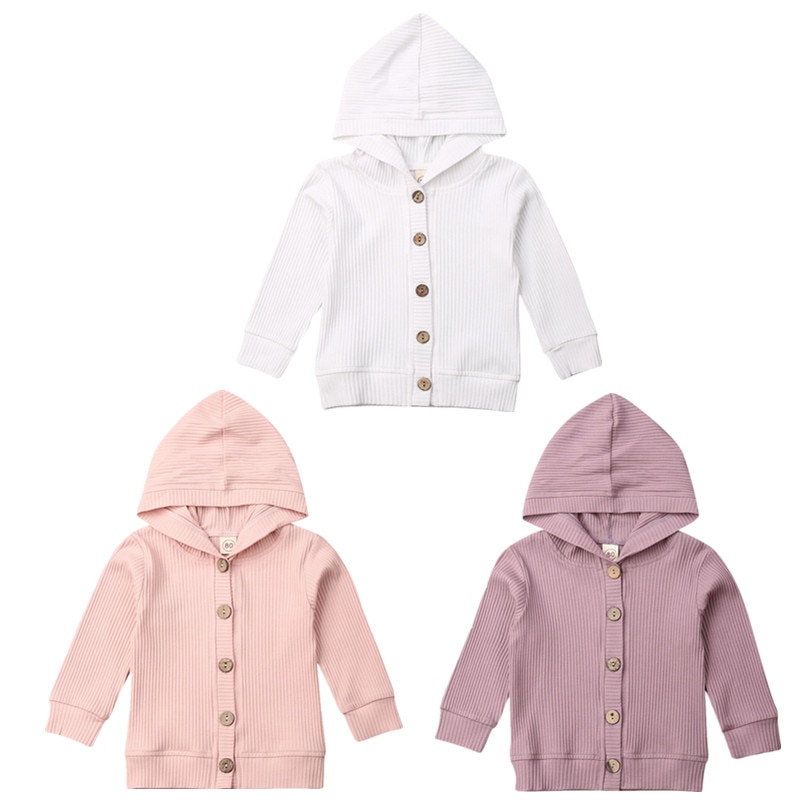 Baby Baby Meisje Herfst Kleding Gebreide Kapmantel Jas Uitloper Warme Lange Mouwen Effen Katoen Hoodies
