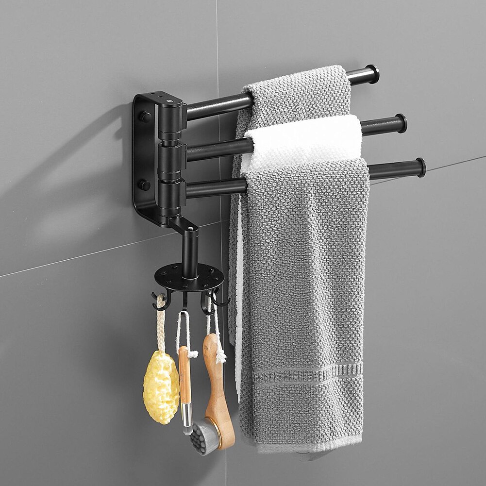 Porte-serviettes en Bronze huilé pour salle de bain support étagères porte-serviettes pivotant mural avec crochets à 3 bras