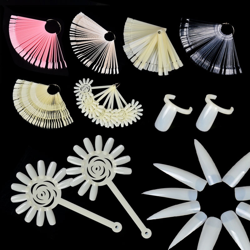 Tips voor valse nagels kleurenkaart oefendisplay gereedschap transparante witte gesp ring manicure nagelkunst gereedschap