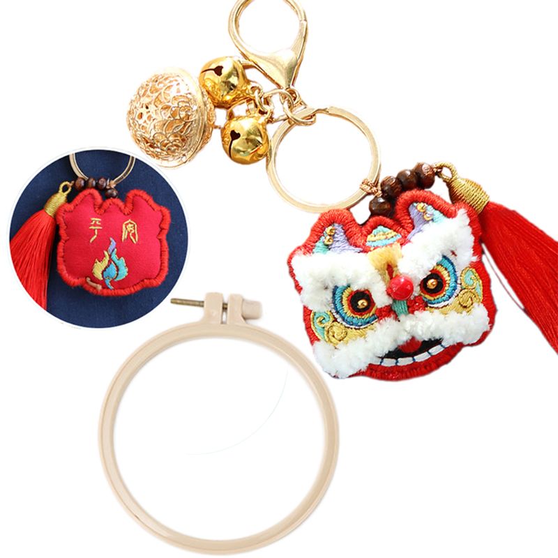 Kinesisk amulet broderi kit gør det selv nøglering korssting håndarbejde håndlavet syning håndværk bil taske vedhæng boligindretning: 1
