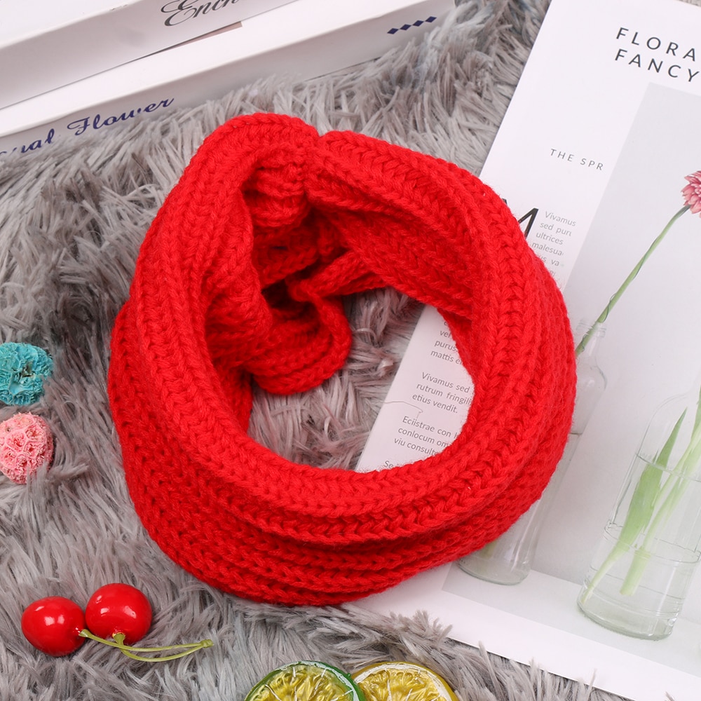 Children Solid Color Scarf Neck Bib Boys Girls Knitted Warm Collar Winter Warm Neckerchief