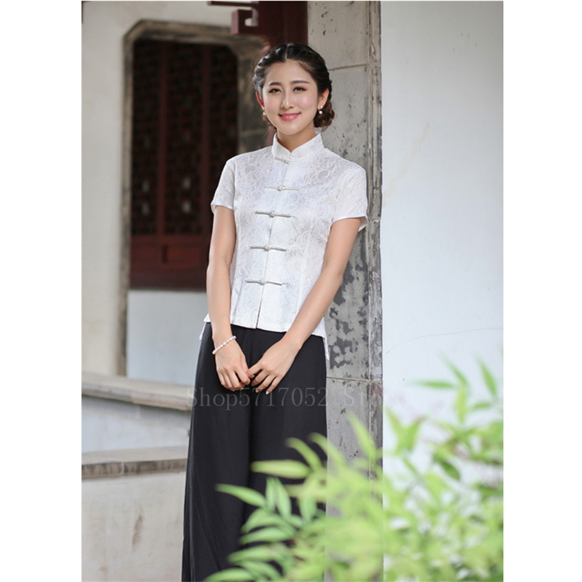 Chinese Qipao Top Traditional Clothing for Women Cheongsam Dress Vintage Print National Oriental Clothes Blouse Party