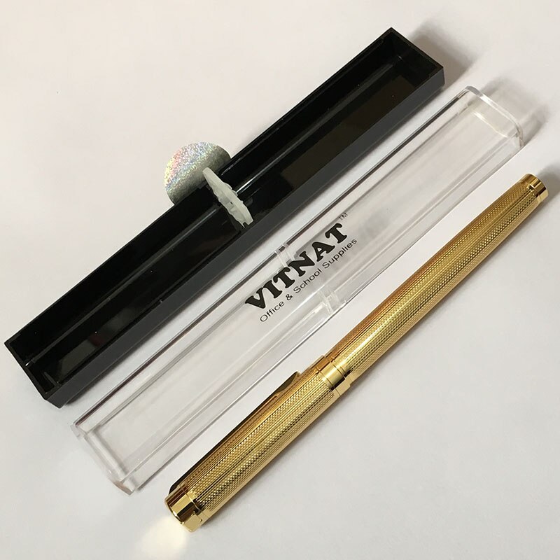 Luxury Metal Gold Medium Nib Fountain Pen Decoration Pens with Box