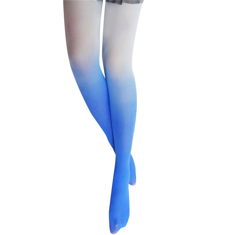 Women Tights Gradient Candy Colorful Pantyhose With Print Tights Female Stockings Pantys Winter Warm Tights Medias: Sky Blue