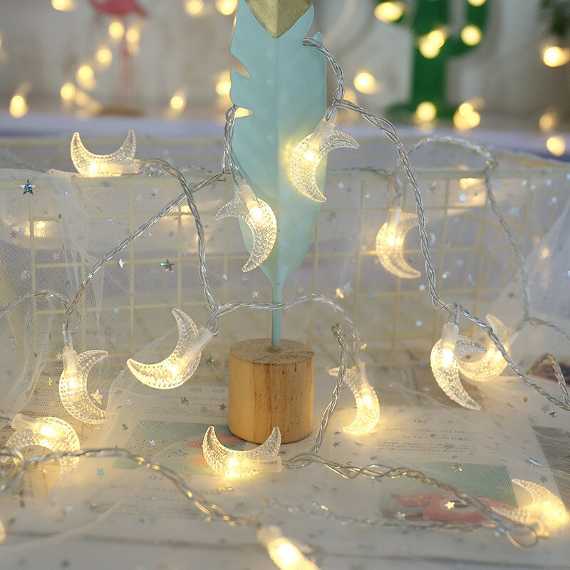 Guirnalda de luces LED con forma de luna para decoración, hadas para guirnalda de árbol de Navidad, boda, , Año , 1,5 M/3M/6M