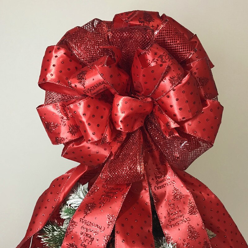 Kerstboomtop strikvormige ornamenten huis speciale kerstfeestdecoraties  p7 ding: Rood
