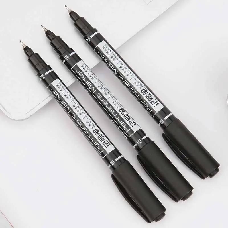 9pcs/Set Permanent Paint Marker Pen Oily Waterproof Black Pens for Tyre Markers Quick Drying Signature Pen Stationery Supplies