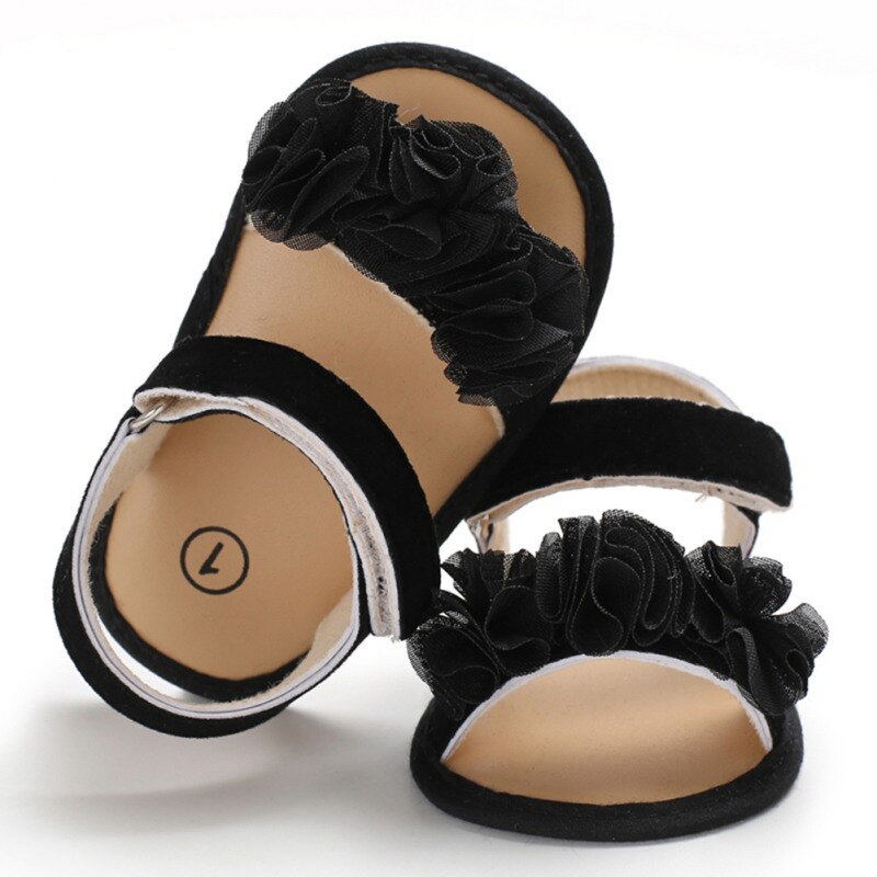 Sandales à semelle souple pour filles | Antidérapantes, chaussures de marche, sandales de plage: Black / 13-18 mois