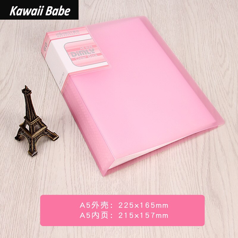 Desk Organizer File Folder A5 20/30/40/60 Page Document Folder for Files Sorting Supplies Office School Supplies Document Case: 60pages pink