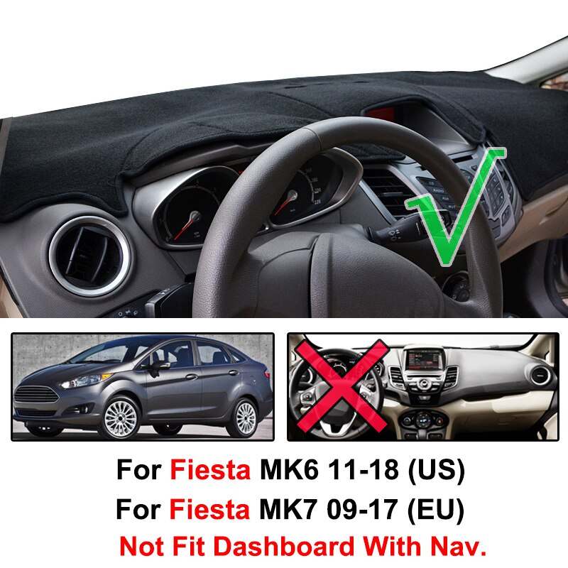 Xukey For Ford Fiesta MK6 Dashboard Cover Dashmat Dash Mat Sun Shade Dash Board Cover