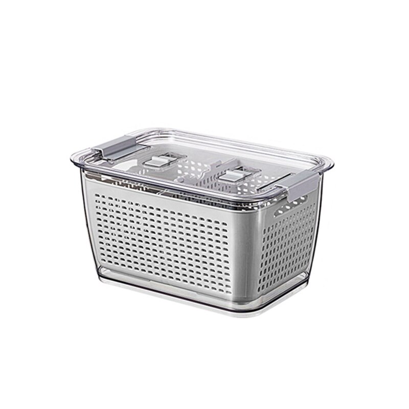 1pcs Fresh Produce Storage Containers Fridge Drip Basket Produce Saver Refrigerator Storage Basket Set Fresh Vegetable Fruit: S gray