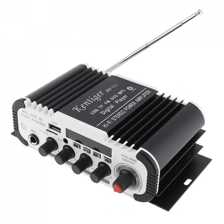 Kentiger HY-V11 With 12V5A Power And AV Cable Bluetooth Amplifier USB TF FM AUX dac 6.5mm Mic Karaoke Speaker Amplificador: without power