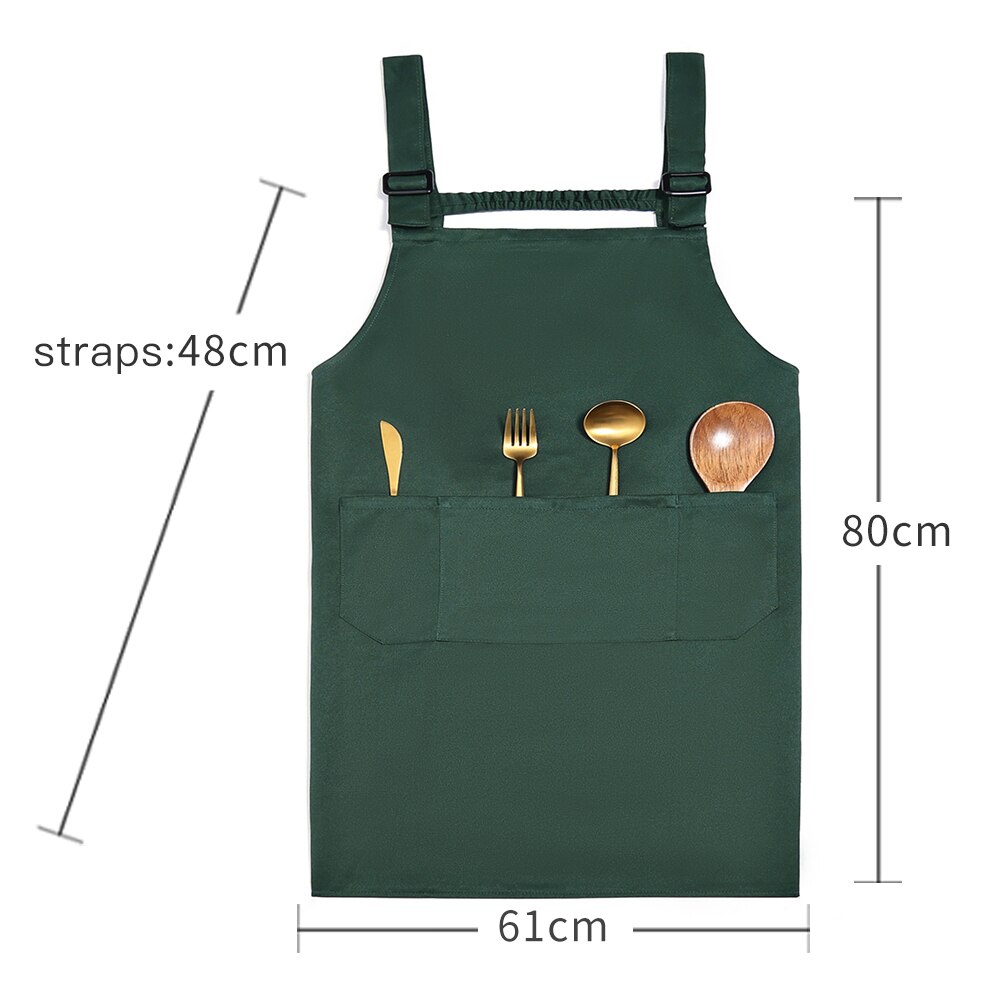 Unisex Adjustable H-shaped Back Elastic Band Chef Apron Canteen Hotel Cafe Bakery Barber Shop Florist Apron Uniform Waterproof