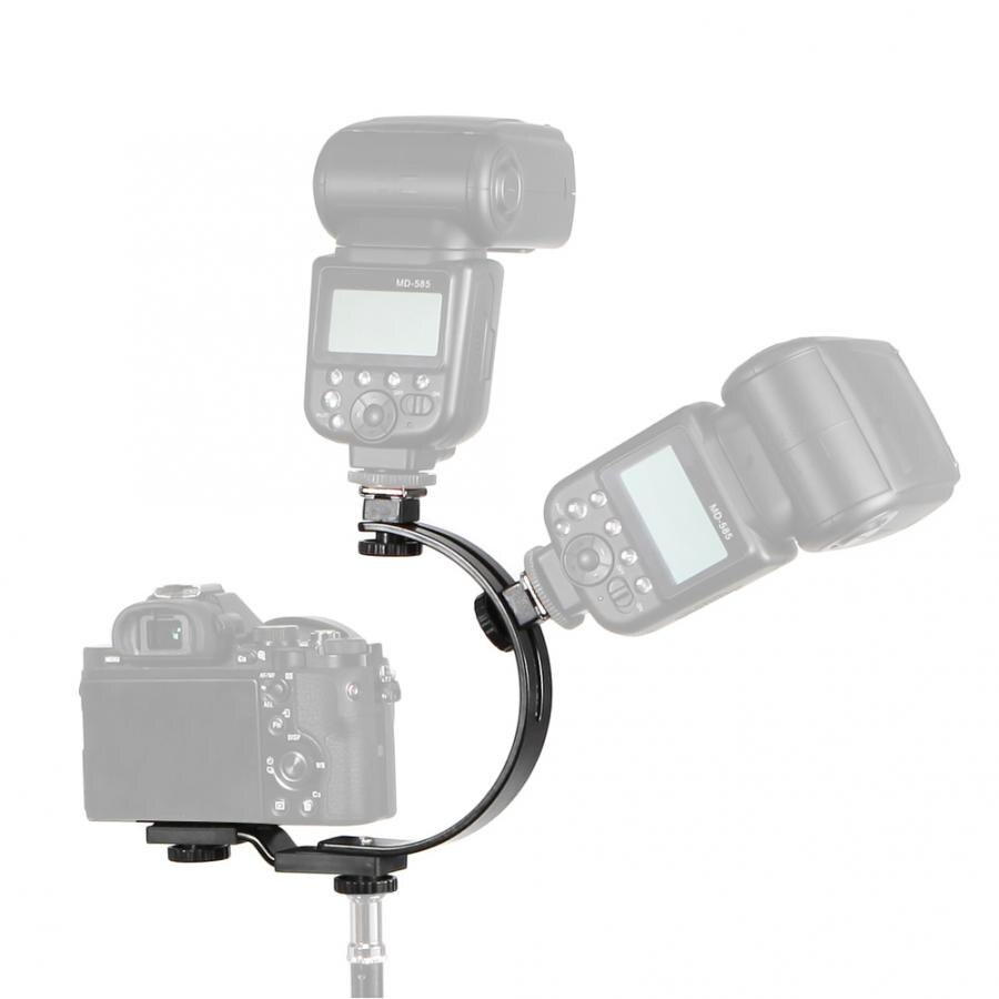 studio light stand C-Shape Dual Shoes Flash Lamp Mount Holder Bracket For DV Camera Camcorder DSLR Camera stand photo