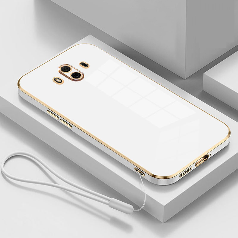 Para Huawei Mate 10 funda de lujo chapada cuadrada ALP-L29, ALP-L09, ALP-AL00, funda trasera de silicona a prueba de golpes para teléfono: Beige