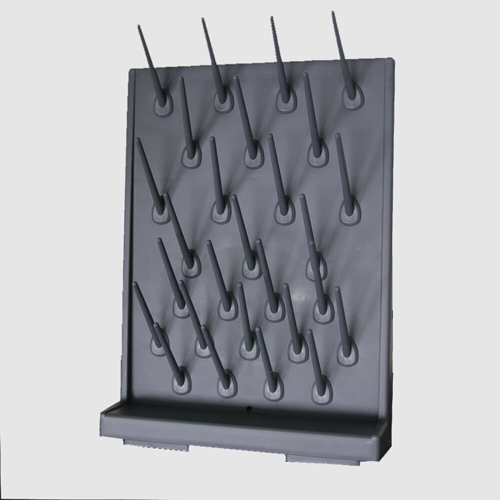Laboratory Single-sided Removable Drip Rack 27 Pegs Drying Rack High Density PP Beaker test tube Rack: Black
