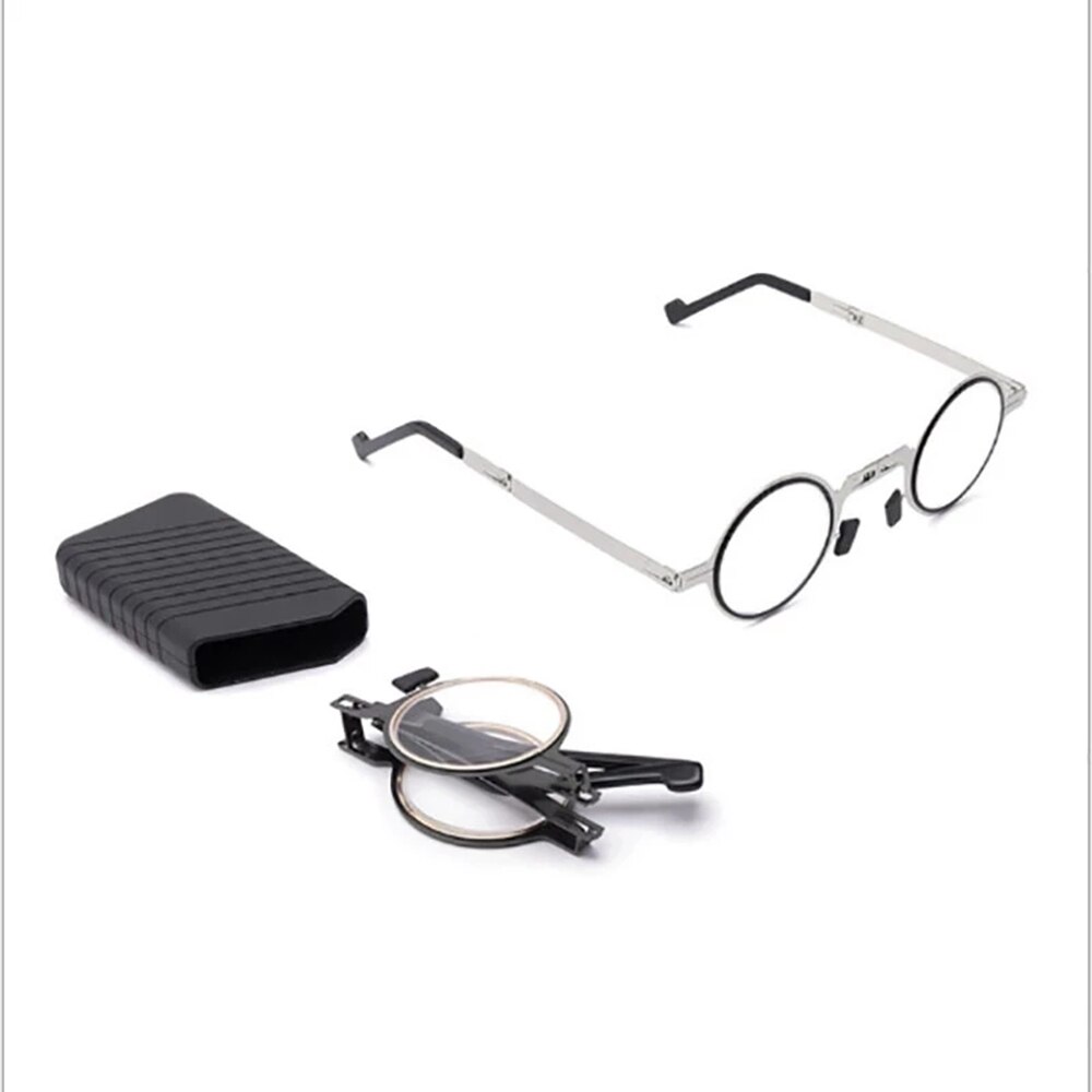 Lunettes de lecture rondes et pliantes en métal pour hommes, lumière bleue, monture étroite pour ordinateur