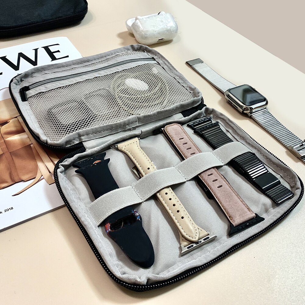 Watch Organizer Case Multifunction Portable Travel for Apple Watch Strap Band Storage Bag Watchband Holder Carrying Case Pouch