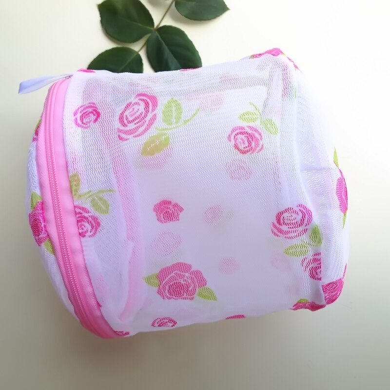 Folding Floral Laundry Net Mesh Bag Organizer Underwear Bra Washing Machine Aid Basket Zipped Wash Hamper Bag Organizer