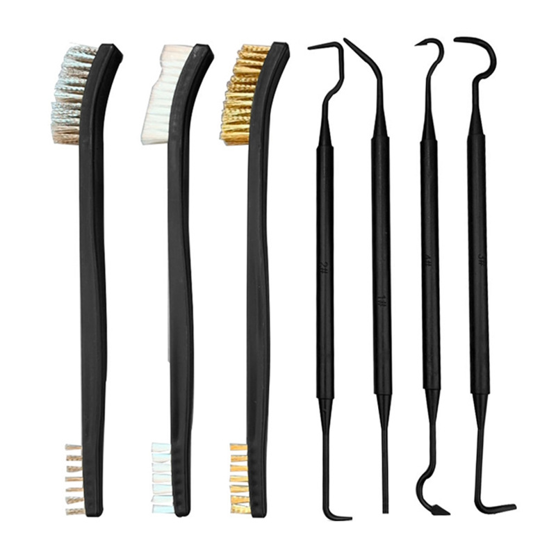 Herramienta de limpieza detallada de bicicletas, accesorios, cepillos de alambre y 4 púas de nailon y juego de cepillos, 3 cepillos de doble cabeza, herramienta para bicicleta: Marrón