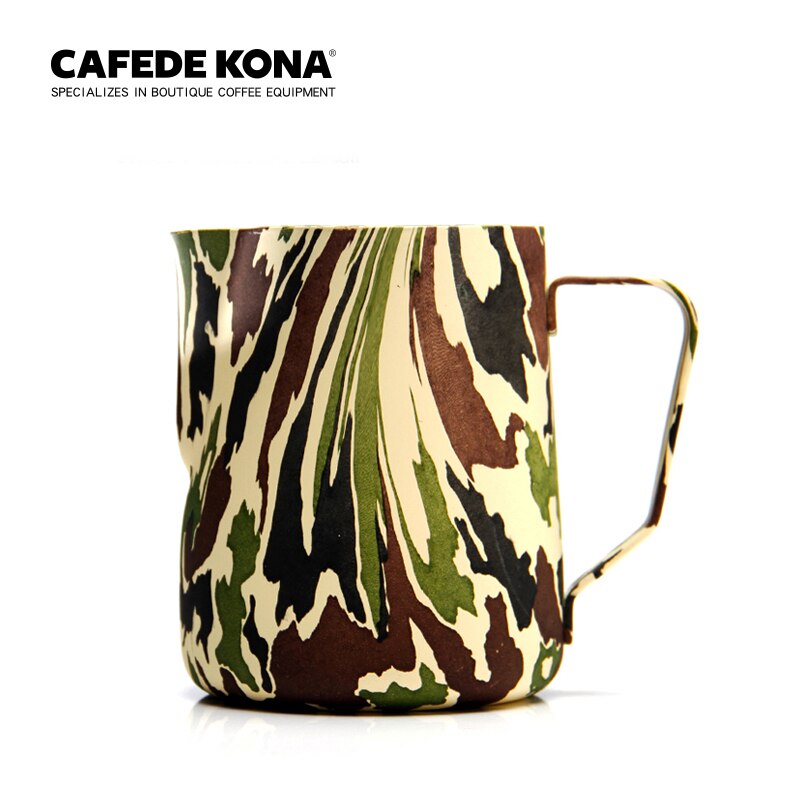 Barista kande camouflage grøn latte art mælke kande kander ounce høje kander 10/20 300/600ml stål kaffe rustfri