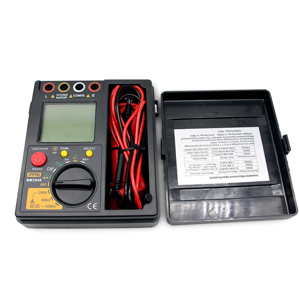 Bm3548 1000v modstandsmåler 2 in 1 digital isolationsmodstandstestmåler digitalt multimeter megohmmeter megger ohm tester