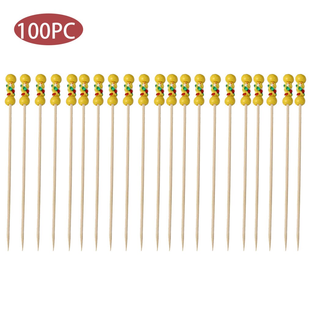 100pc bambu pick buffé frukt gaffel fest dessert stick cocktail spett hjärta blomma bambu pick buffé cupcake frukt gaffel fest: D