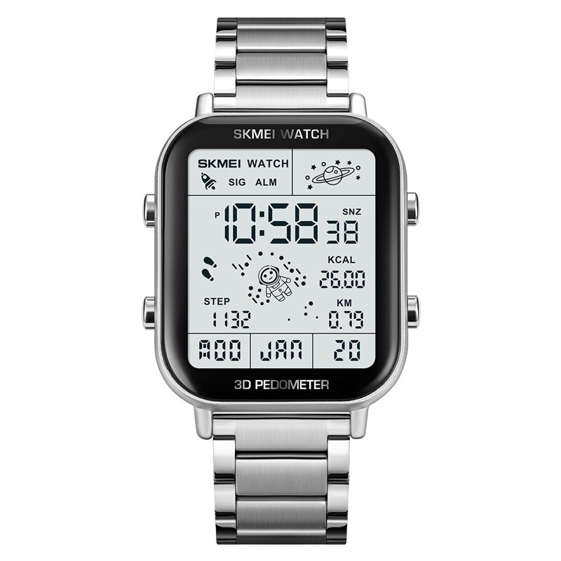 SKMEI-reloj deportivo Digital para hombre, cronómetro con pantalla de luz trasera, podómetro, cuenta atrás, calendario, cálculo de calorías: Bronze