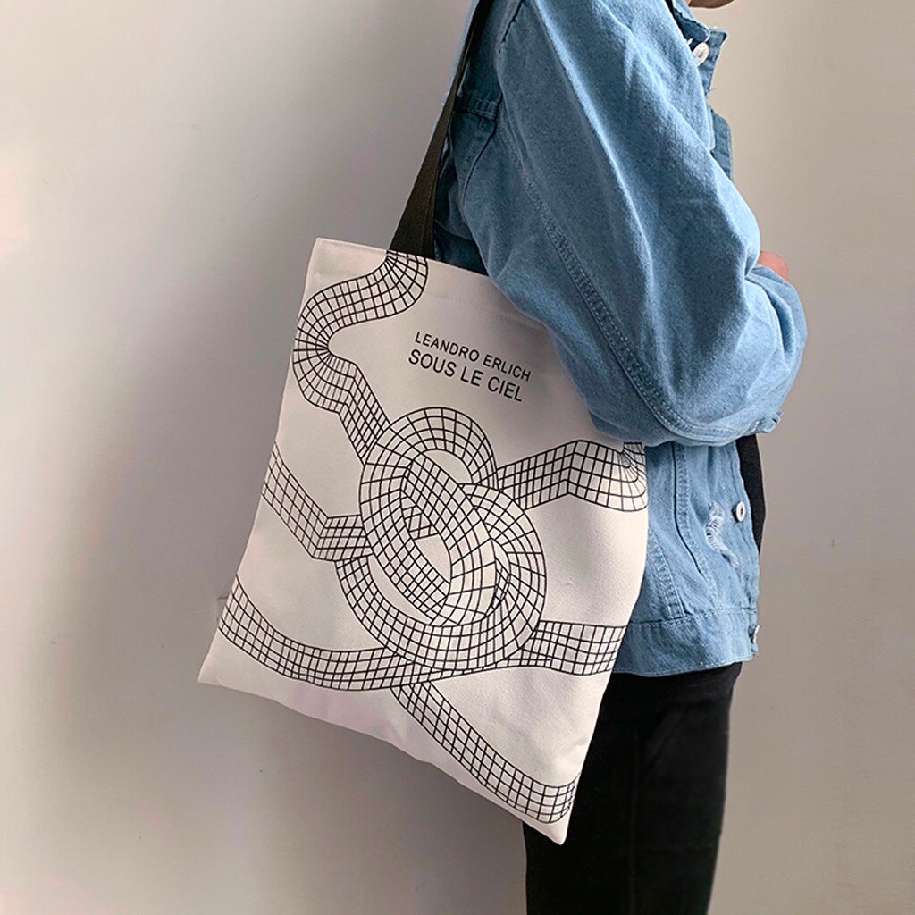 Herbruikbare Boodschappentas Mode Vrouwen Canvas Tote Bag Printing Art bolsa de compras Handvat Eco Boodschappentassen Schoudertassen # F