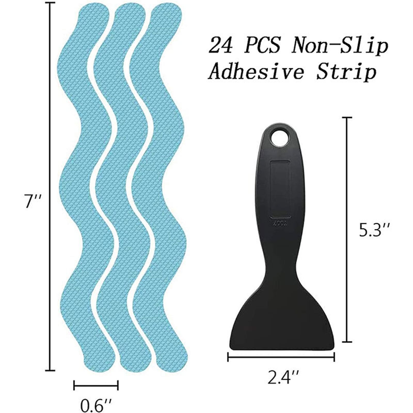 24Pcs S Wave-shaped Non-slip Strip Crushed Stone Texture Safety Transparent Bathroom Accessory