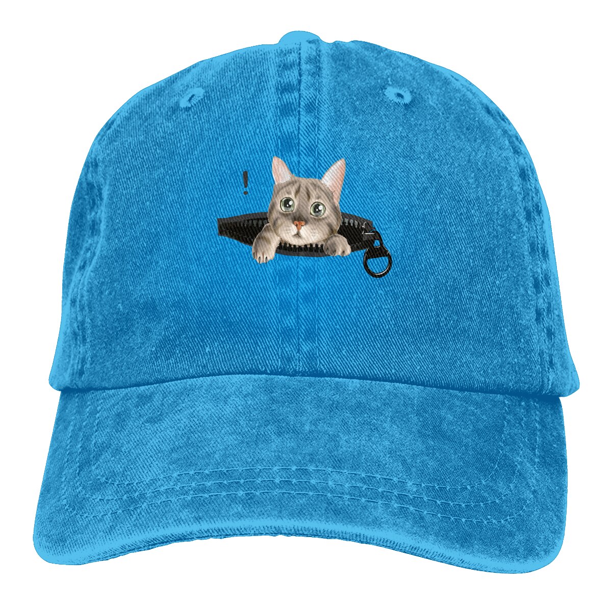 Cute Cat In Zip Pocket Retro Baseball Cap Cowboy Hat Fitted Cap Snapback Hat for Men Women Casual Cap Sun Hat Outdoor Cap: Blue