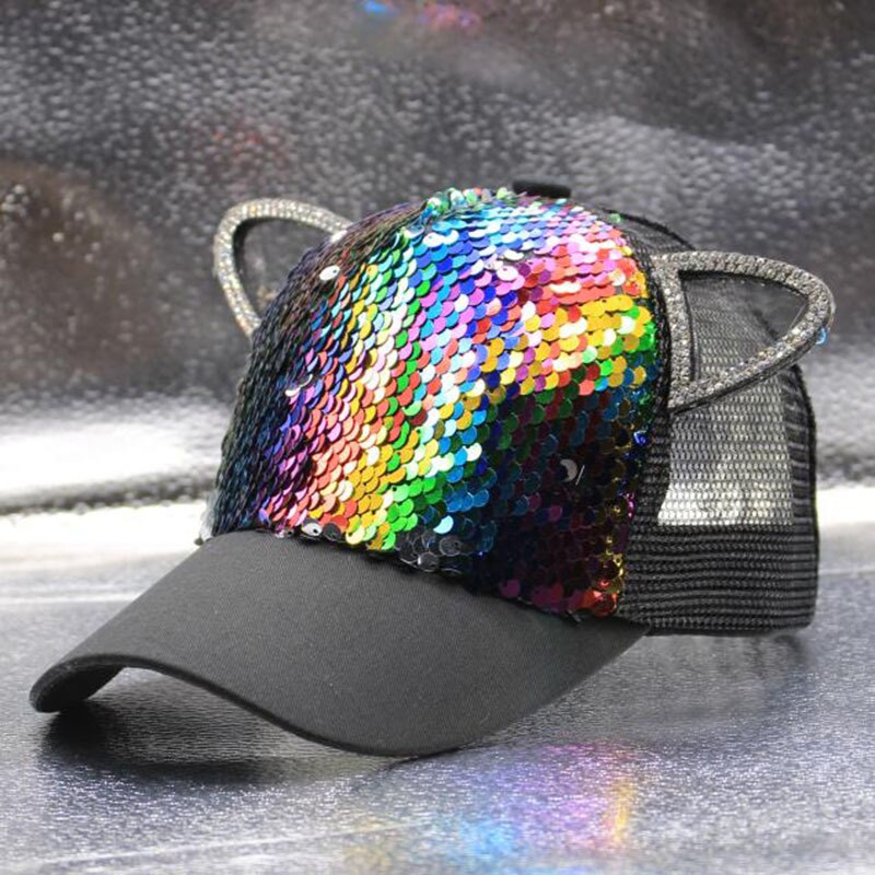 Casquette de Baseball à paillettes pour adultes et enfants, réglable H10,: colorful / kids 48-52cm