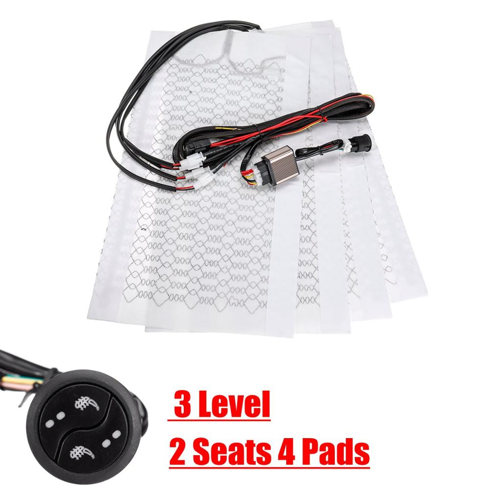 Universal 2 seats 4pcs 12v car carbon fiber High/Low heated seat heater pad switch kit Round Switch Winter Warmer Seat Covers: 2 seat 4pcs I