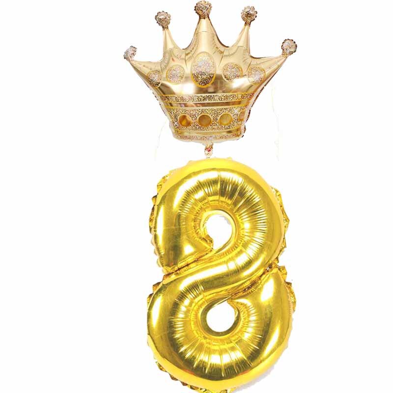 2 stk 32 tommer guldkrone nummer folie balloner til jubilæum 1 2 9 år gamle kid dreng pige fødselsdagsfest dekoration: Nummer 8