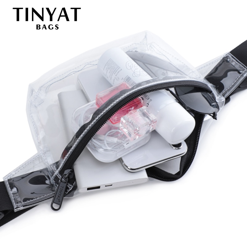 Tinyat gennemsigtige kosmetiktasker til kvinder taljetaske kvinder skuldertasker pvc crossbody makeuptaske brysttaske fanny pack