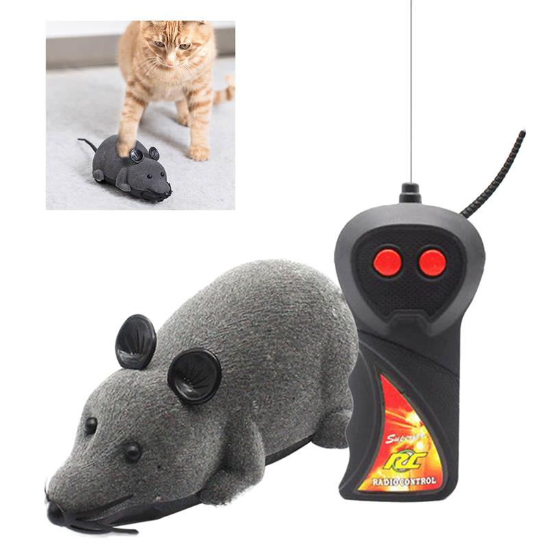 Jouet de chat télécommandé sans fil souris de Simulation à distance jouet de chat électrique avec télécommande jouet pour animaux de compagnie drôle: Gray / L