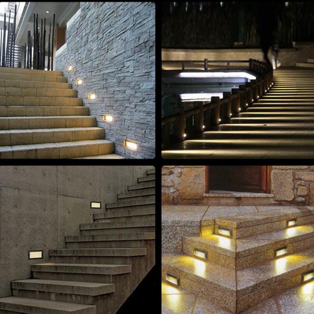Led sti lamper lampe vandtæt have plaza belysning trappe trinarmatur fodlys udendørs  ac 220v 110v 3w 300lm aluminium jq