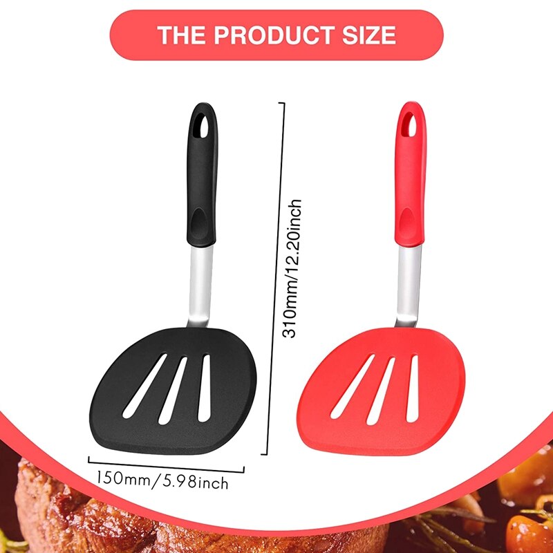 2 Pieces Silicone Turners,Flexible Pancake Turner,Wide Round Kitchen Flipper Spatula,for Eggs Pancakes Burgers Steaks