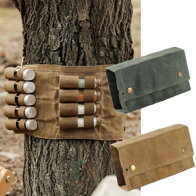 draussen Camping würzen flasche lagerung tasche freies 9 glas gewürz flasche Grill gewürz flasche combo einstellen leinwand tasche