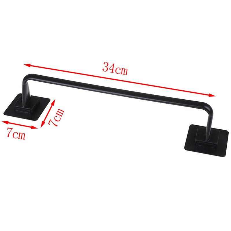 Zelfklevende handdoekhouder voor aan de muur in de badkamer, maat s/l, houder voor toiletpapier, hangende hanger: Zwart l