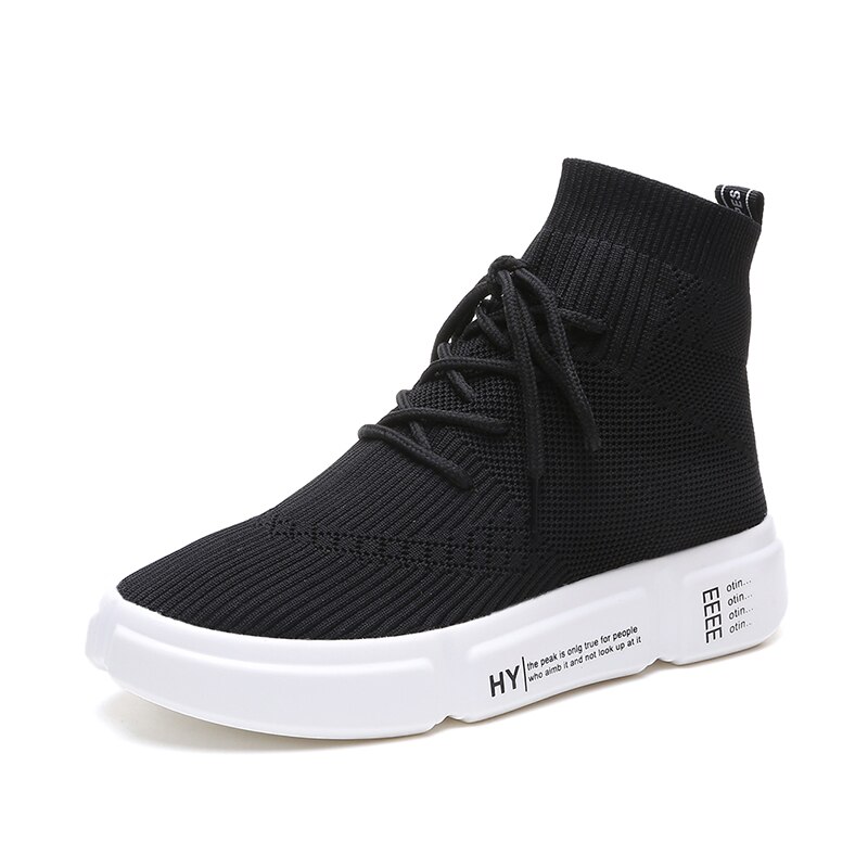 Kvinnor vita skor mesh andas high-top sneakers sommarstrumpor ankel dam skor casual snörning mjuka sneakers dam