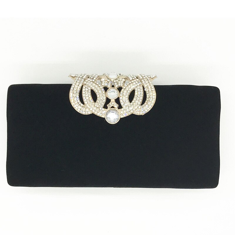 Dicihaya clutch avondtassen kroon strass avondtas portemonnee schoudertas voor bruiloft diamanten dames portemonnee mini avondtassen: Zwart