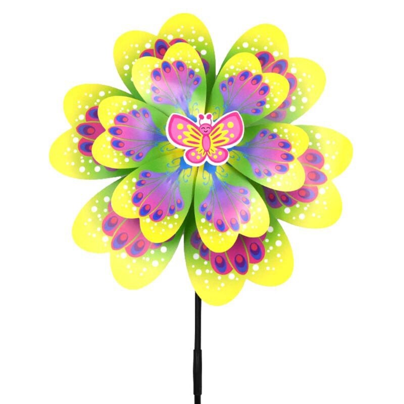 Pinwheel Flowwer Double Layers Flower Butterfly Wind Spinners Lawn ... – Grandado