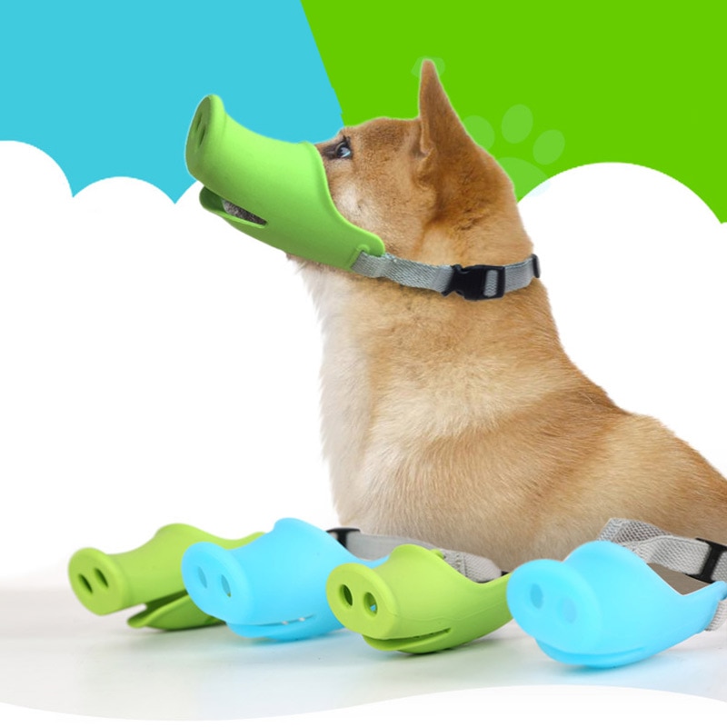 Anti-bite Stop Barking Dog Muzzle Silicone Cute Pig Nose Stop Chewing Funny Puppy Adjustable Mouth MaskBreathable For Small Dog