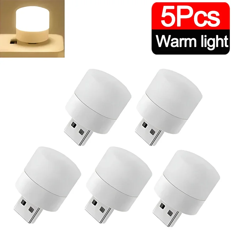 Mini bombillas de luz nocturna USB protección ocular blanca cálida luz de lectura de libros enchufe USB PC lámpara LED de carga de energía móvil: LIGHT BLUE