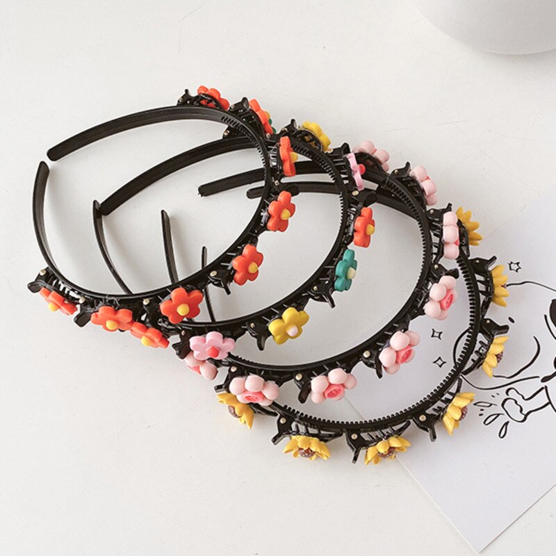 Kinderen Leuke Bloem Gevlochten Haarband Gebroken Haar Artefact Meisjes Niet Pijn Haarspeld Hoofdband Haarspeld Hoofdtooi Vrouwelijke