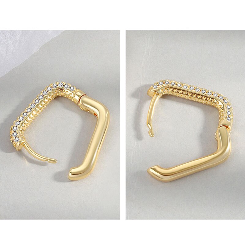 XIYANIKE orecchini a cerchio in zircone quadrato geometrico Color argento per donna moda temperamento nobile personalità di alta qualità